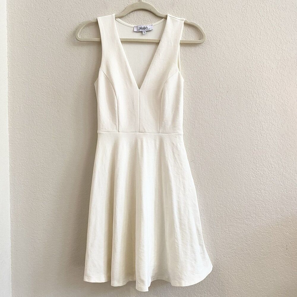 Lulus White Ivory Bon Appetit Skater Mini Dress Women's Lined Size S - Picture 8 of 11